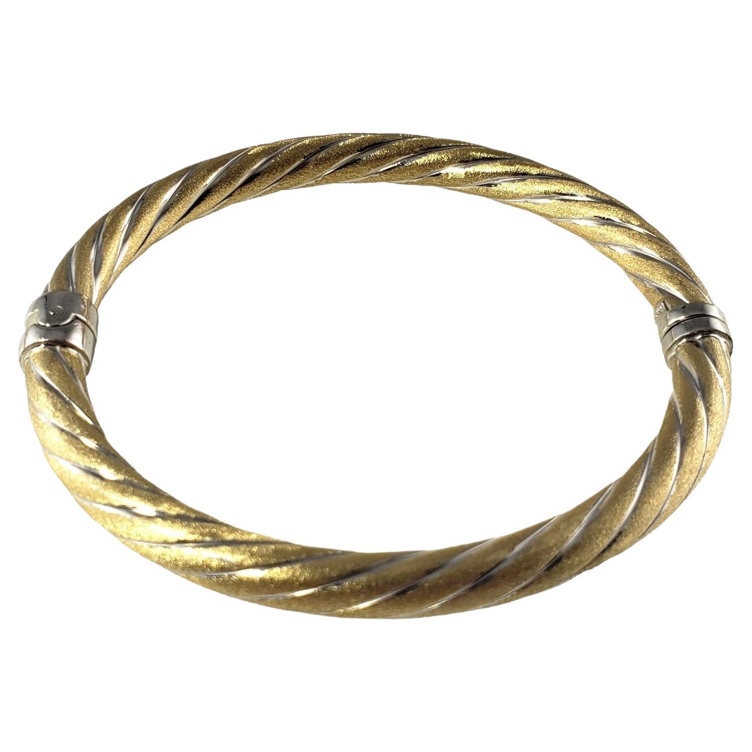 14 Karat Yellow and White Gold Bangle Bracelet For Sale