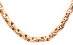 14 Karat Baraka Brev, Box Heavy Link Necklace, Yellow an White Gold