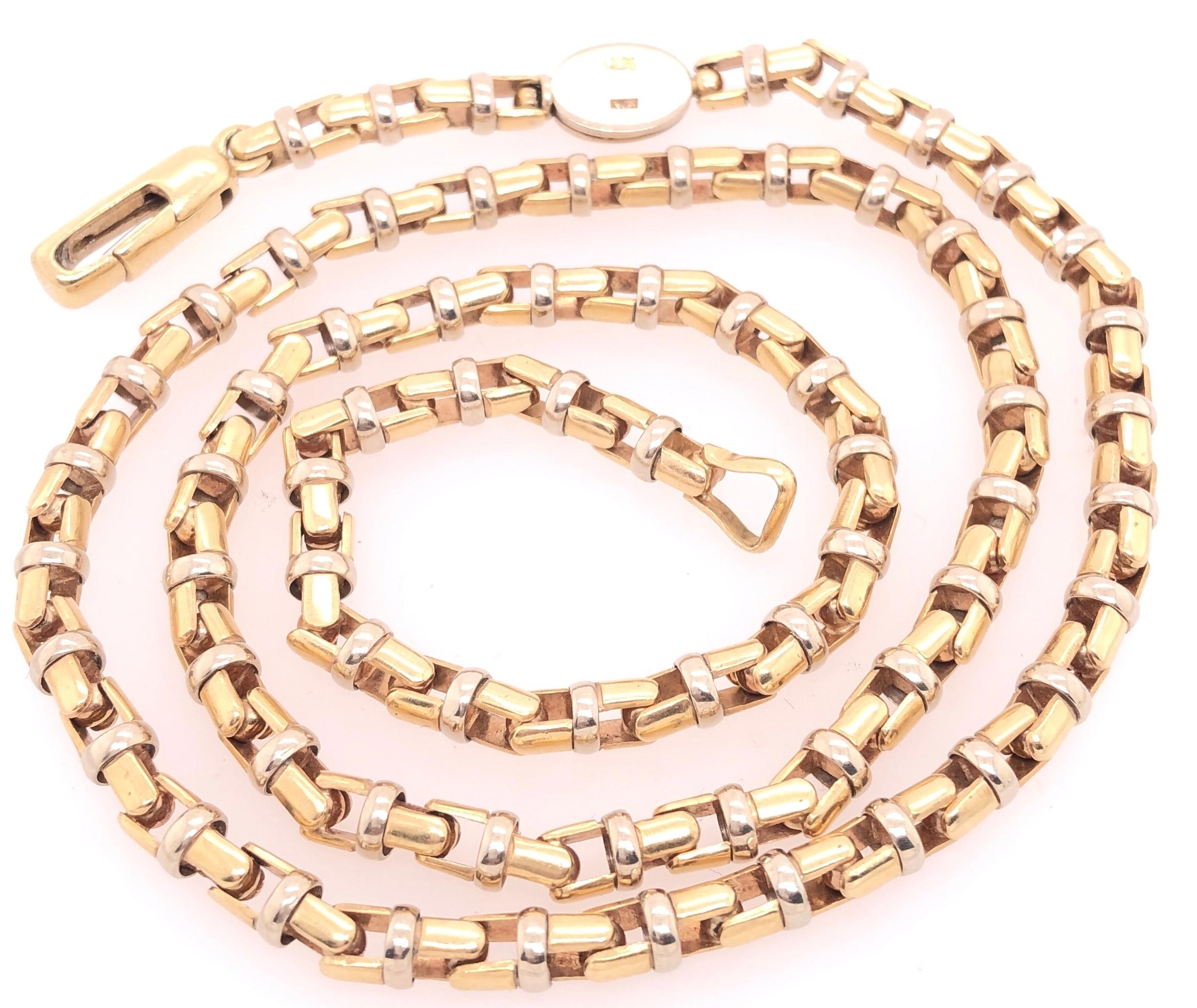 Women's or Men's 14 Karat Yellow and White Gold Baraka Brev Luxury Heavy Link Necklace For Sale