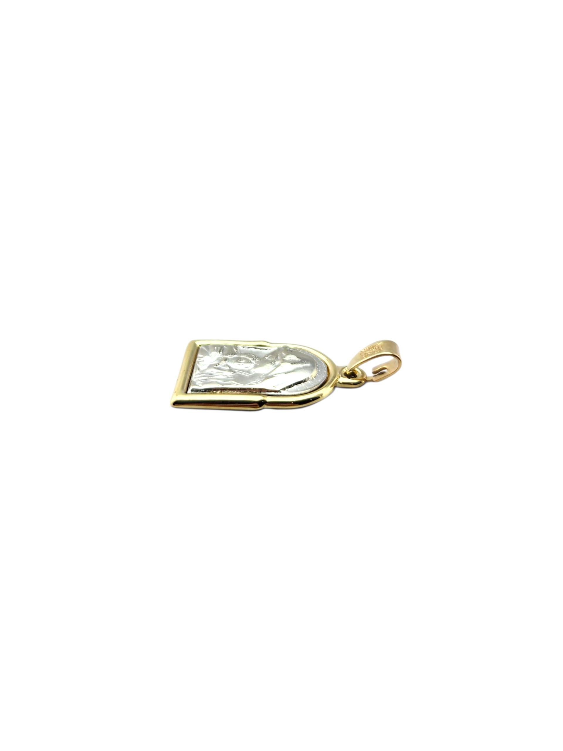 14 Karat Gelb- und Weißgold Segensreiche Mutter und Jesuskind Anhänger #23067 im Angebot 1