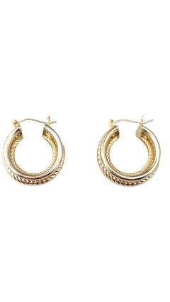 14 Karat Yellow and White Gold Cable Hoop Earrings #21879