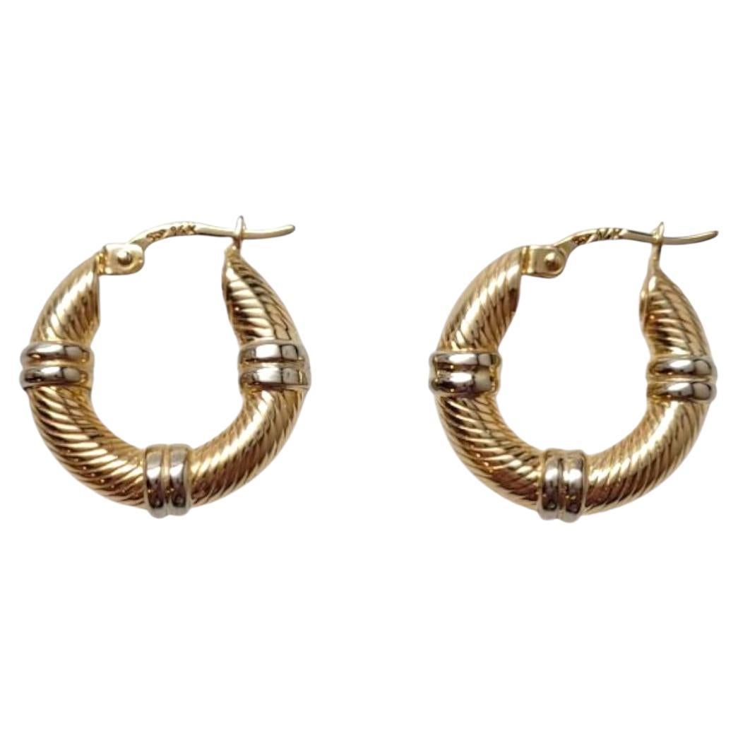 14 Karat Yellow and White Gold Cable Hoop Earrings #21935