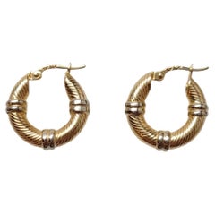 14 Karat Yellow and White Gold Cable Hoop Earrings #21935