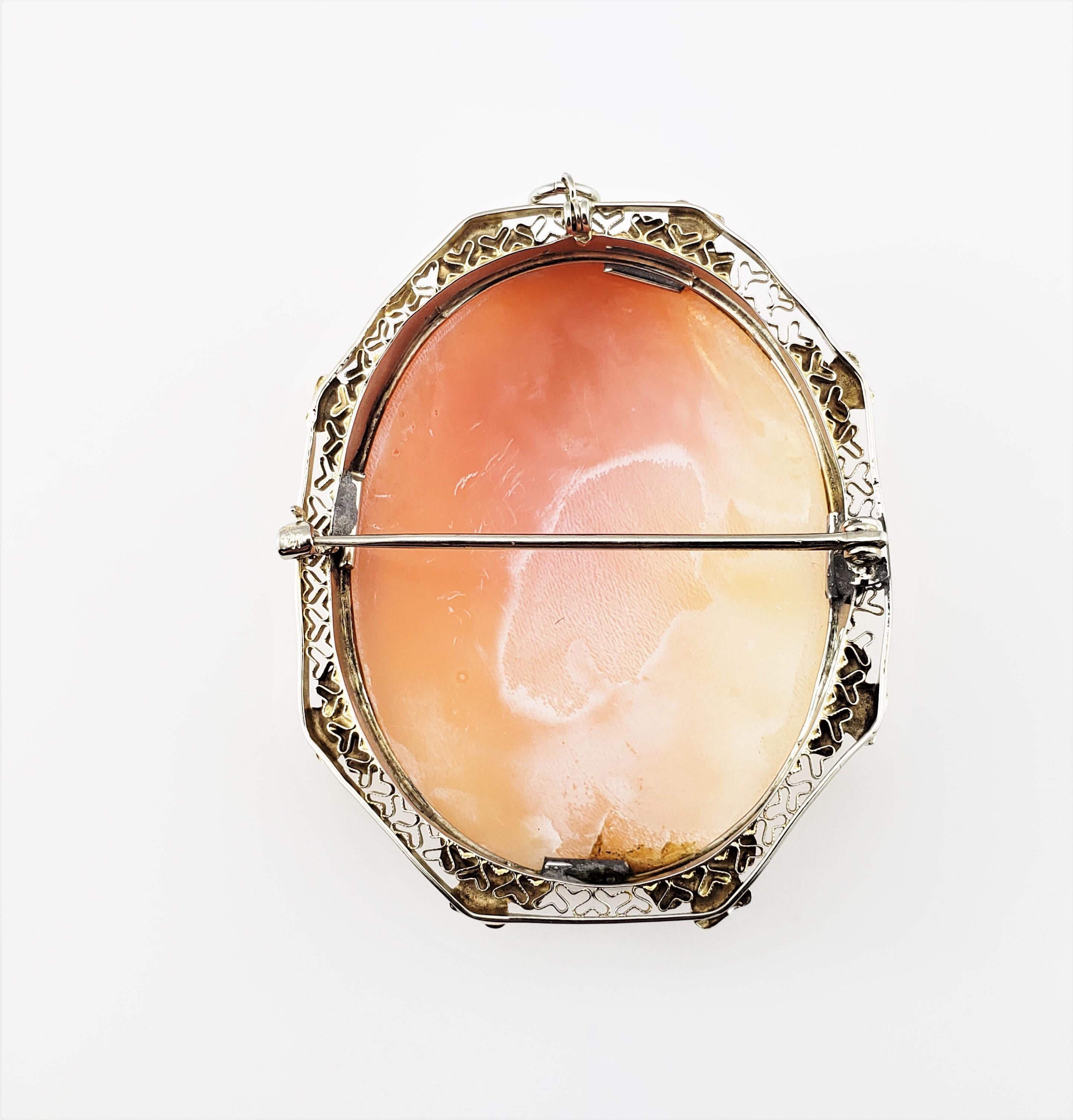 14 Karat Yellow and White Gold Cameo Brooch/Pendant For Sale 1