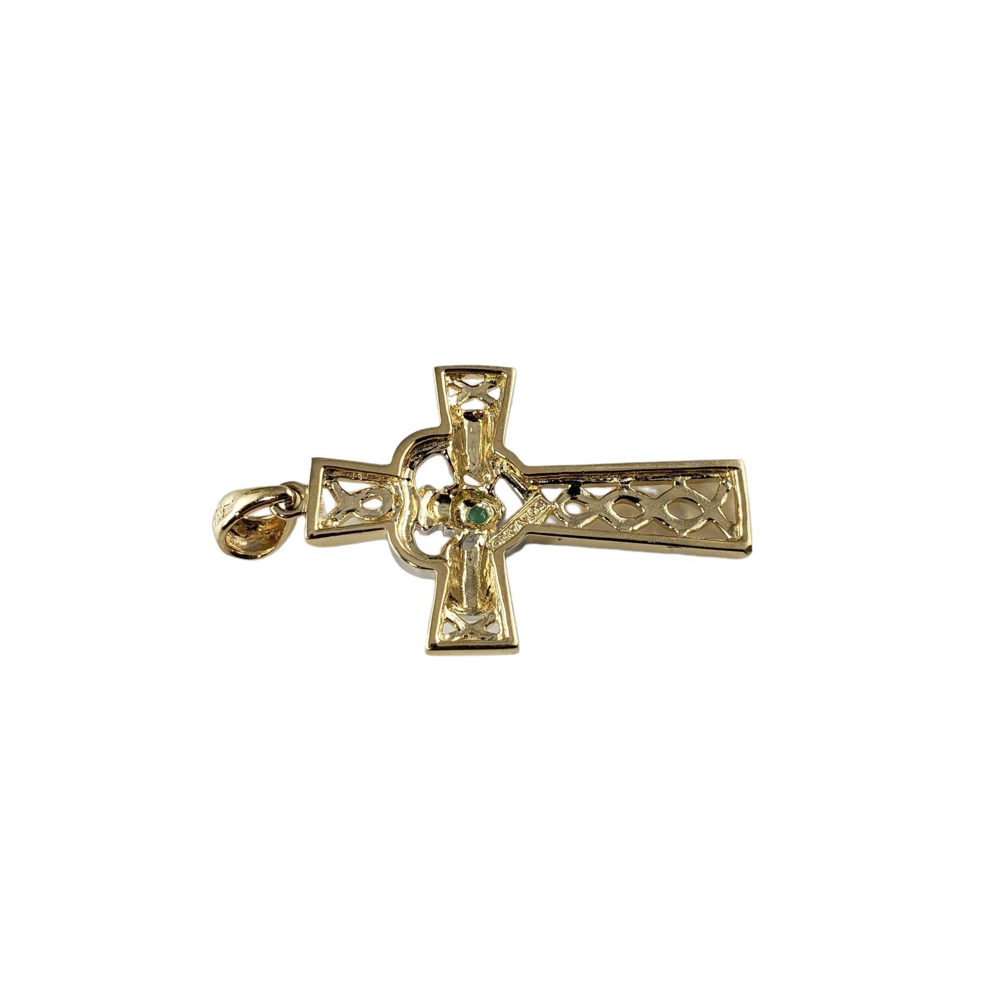 14 Karat Yellow and White Gold Claddagh Cross Pendant For Sale 2