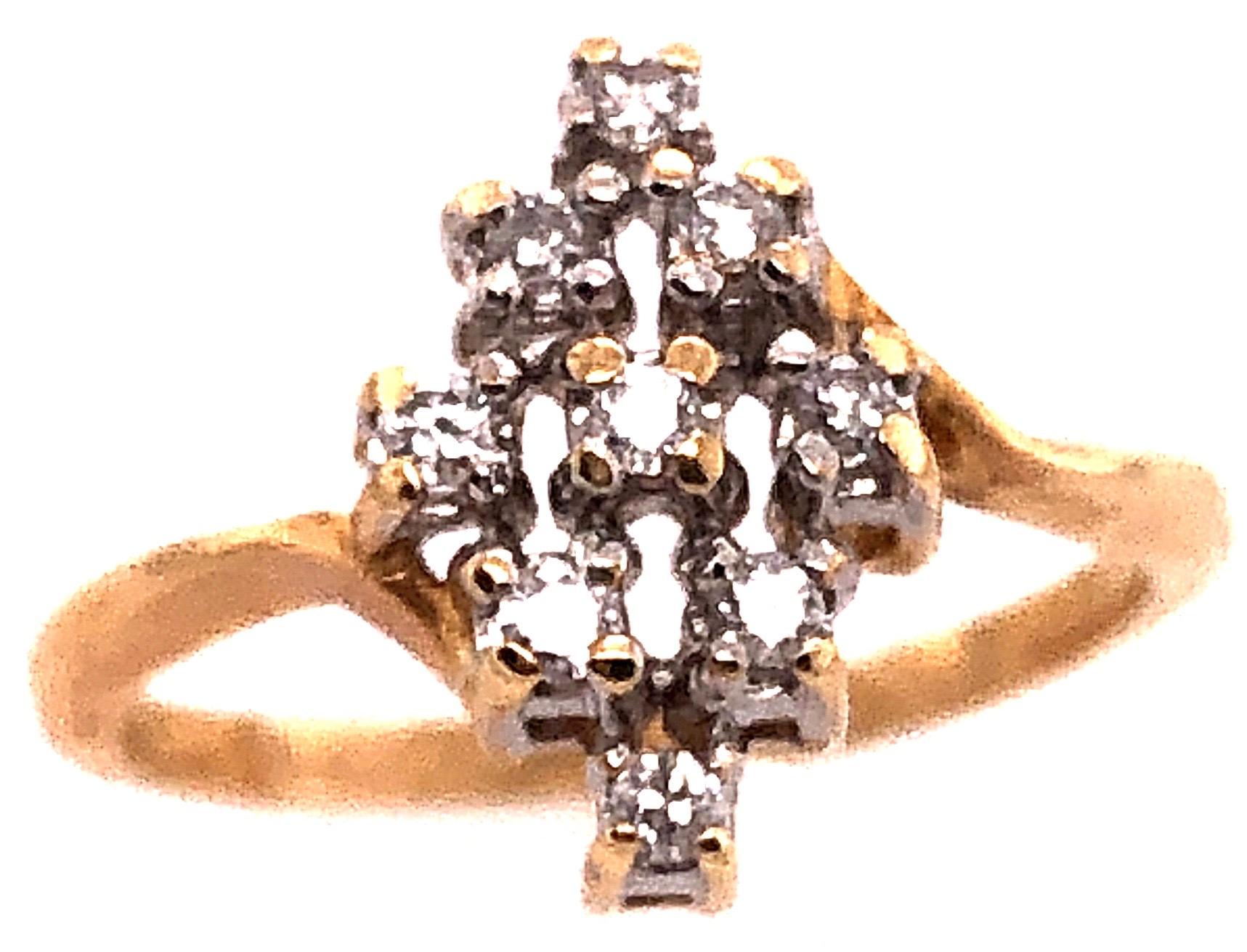 Women's or Men's 14 Karat Yellow and White Gold Contemporary Ring with Diamonds For Sale