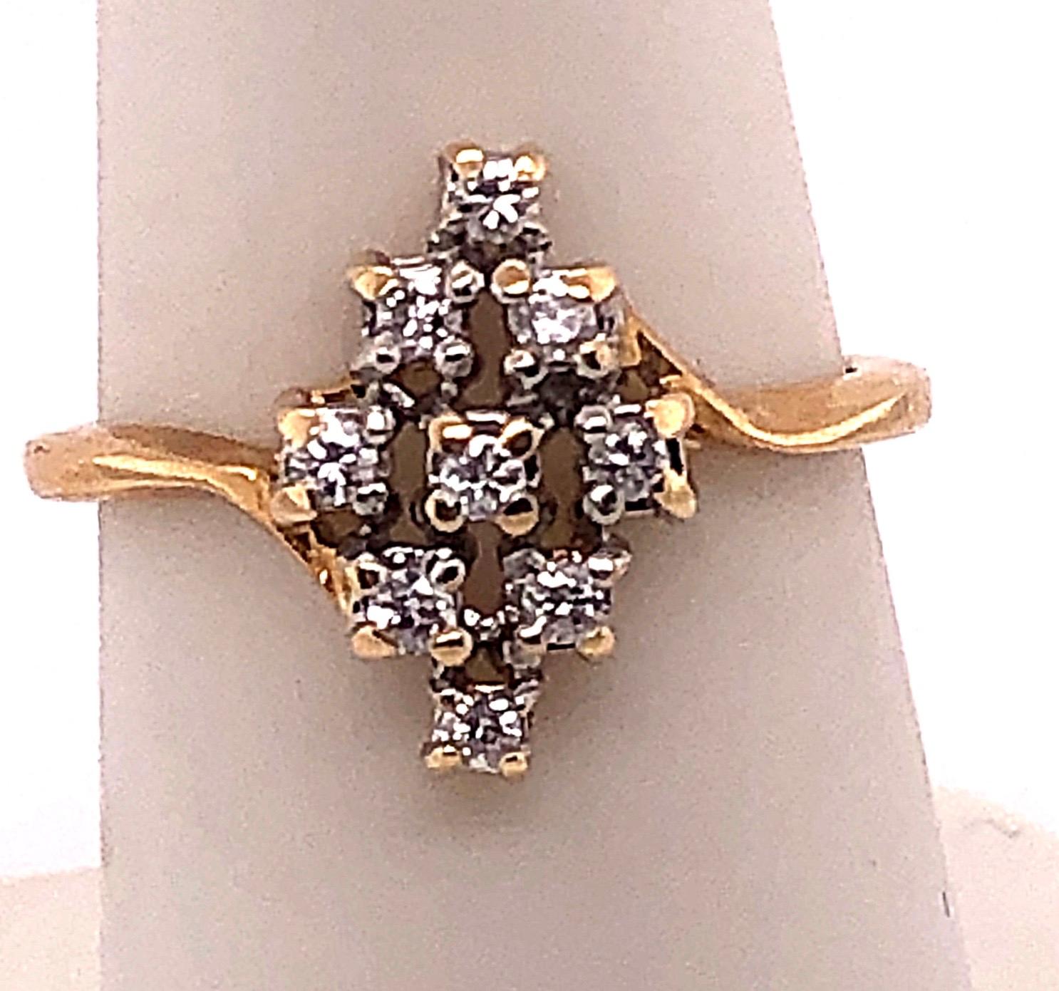 14 Karat Yellow and White Gold Contemporary Ring with Diamonds For Sale 1
