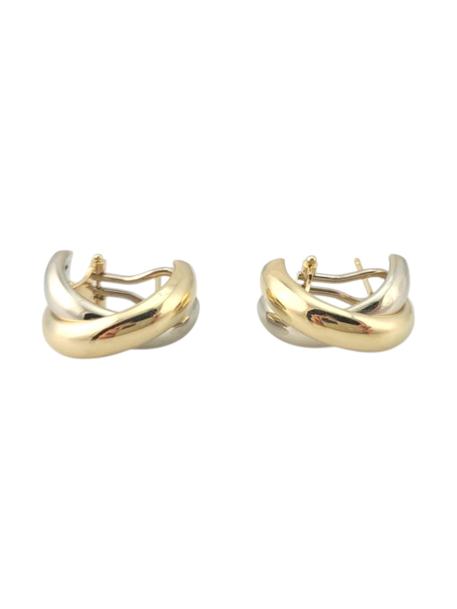14 Karat Yellow and White Gold Crisscross Hoop Earrings #21706 im Angebot 7