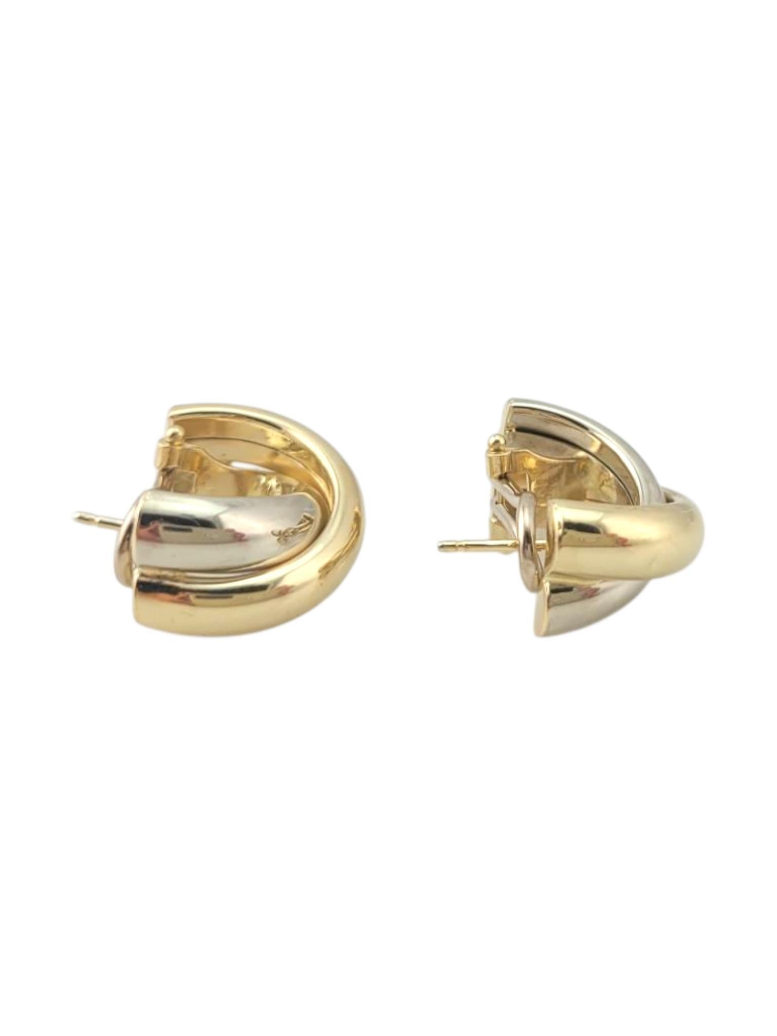 14 Karat Yellow and White Gold Crisscross Hoop Earrings #21706 im Angebot 1