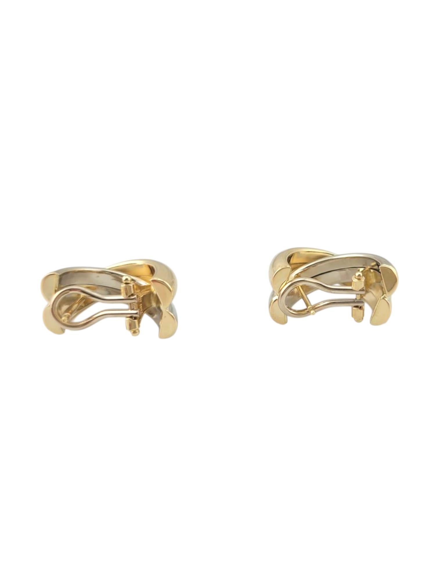14 Karat Yellow and White Gold Crisscross Hoop Earrings #21706 im Angebot 2