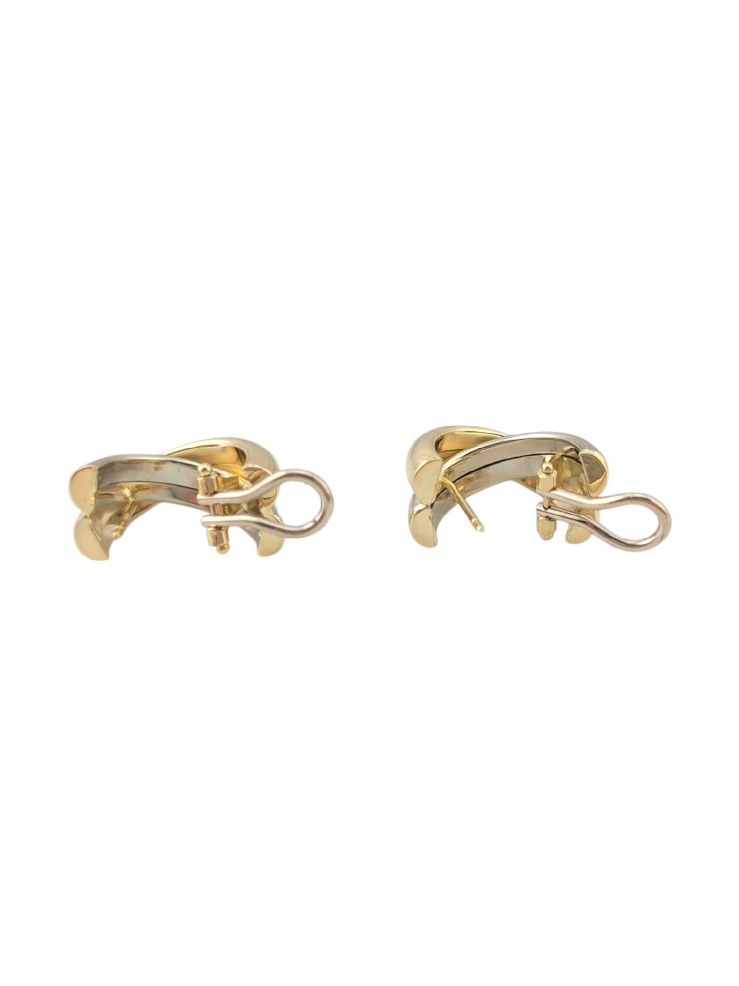 14 Karat Yellow and White Gold Crisscross Hoop Earrings #21706 im Angebot 3
