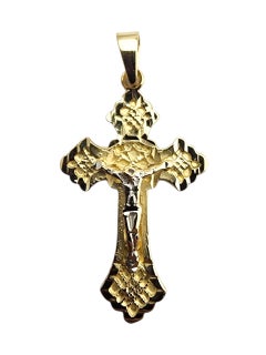 Ciondolo Crocifisso in oro giallo e bianco 14 carati #23504