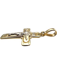 14 Karat Gelb- und Weißgold Kruzifix-Anhänger #24038