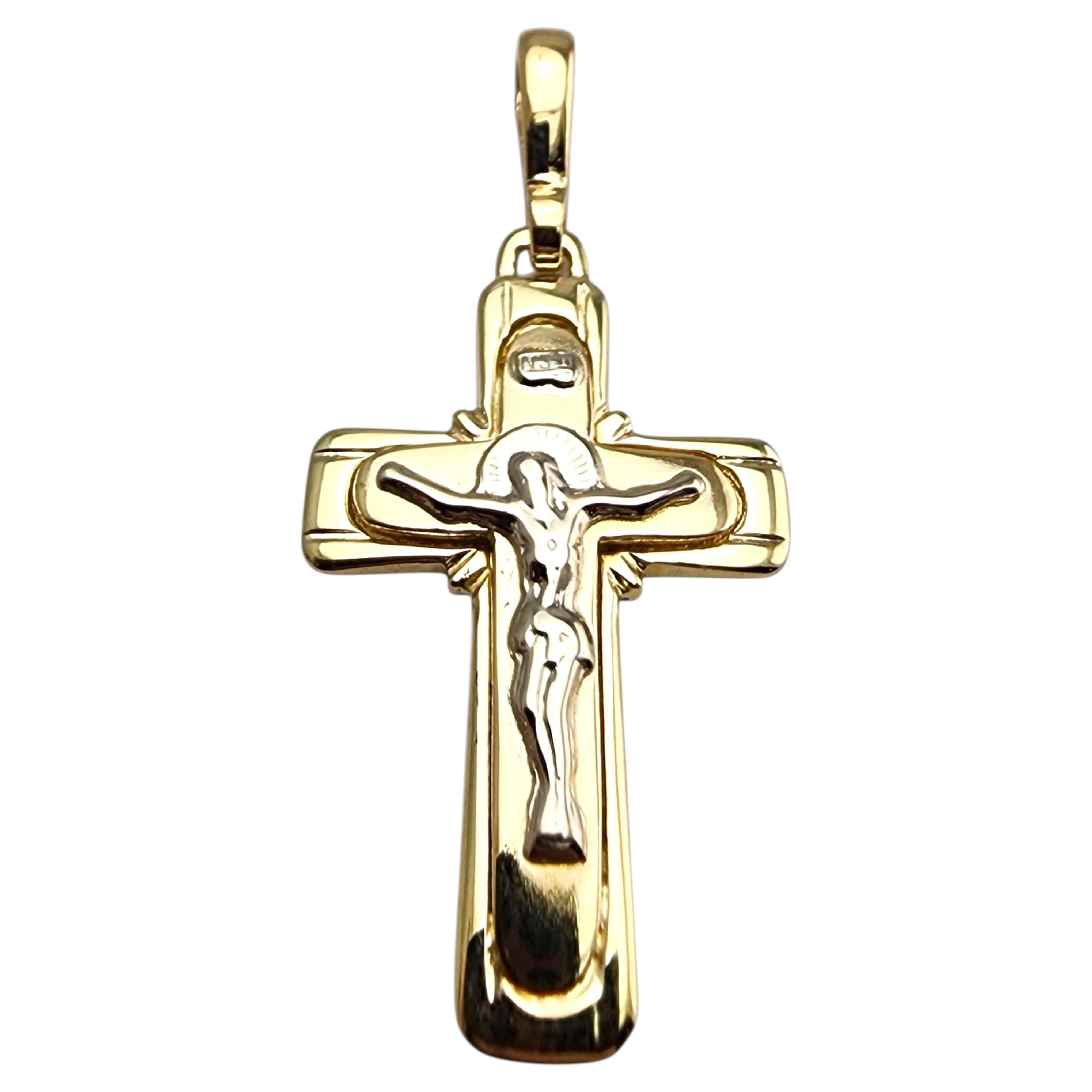 14 Karat Yellow and White Gold Crucifix Pendant #24038