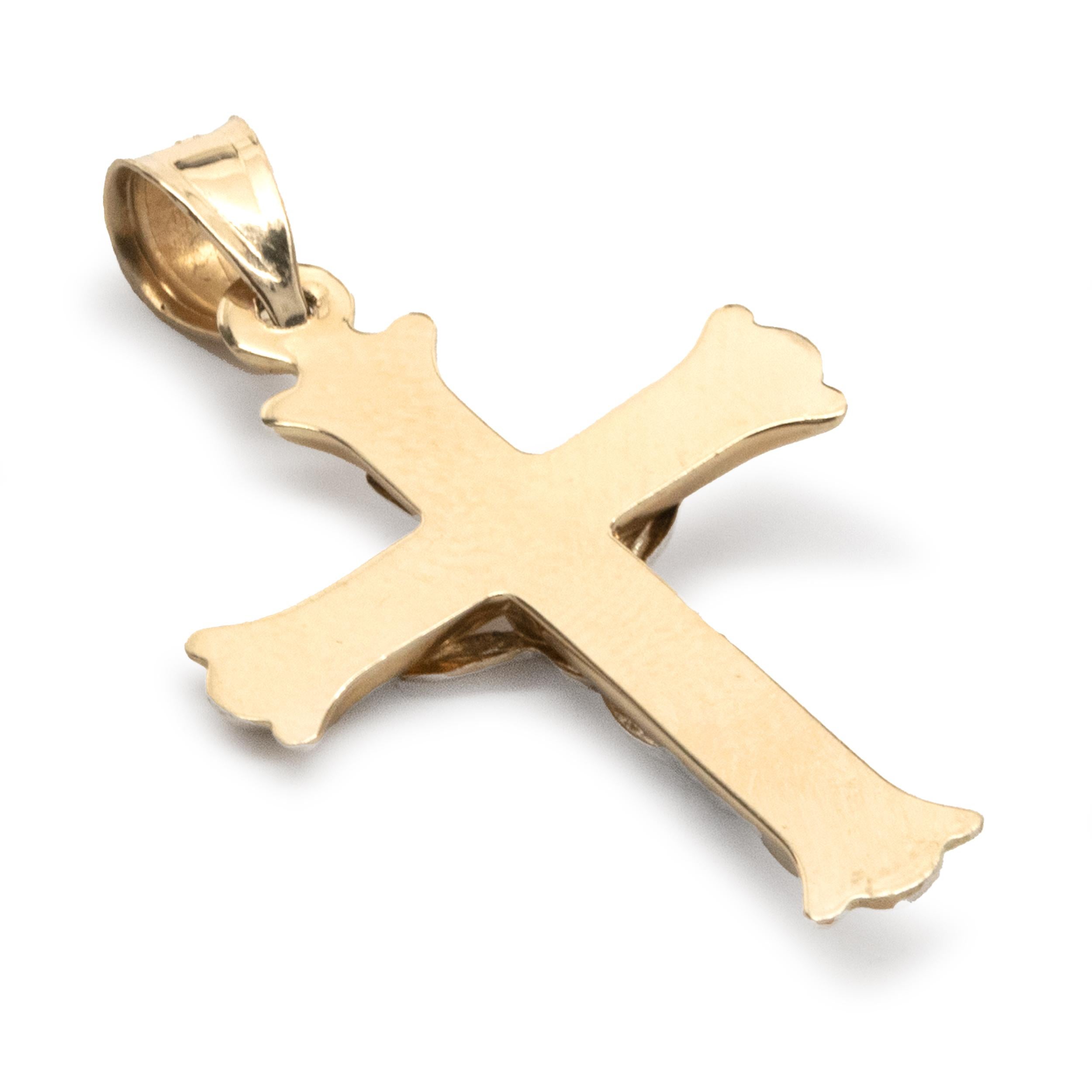 Women's 14 Karat Yellow and White Gold Crucifix Pendant