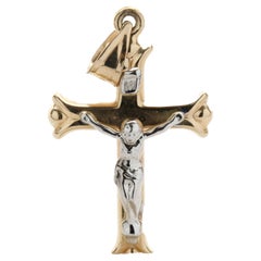14 Karat Yellow and White Gold Crucifix Pendant