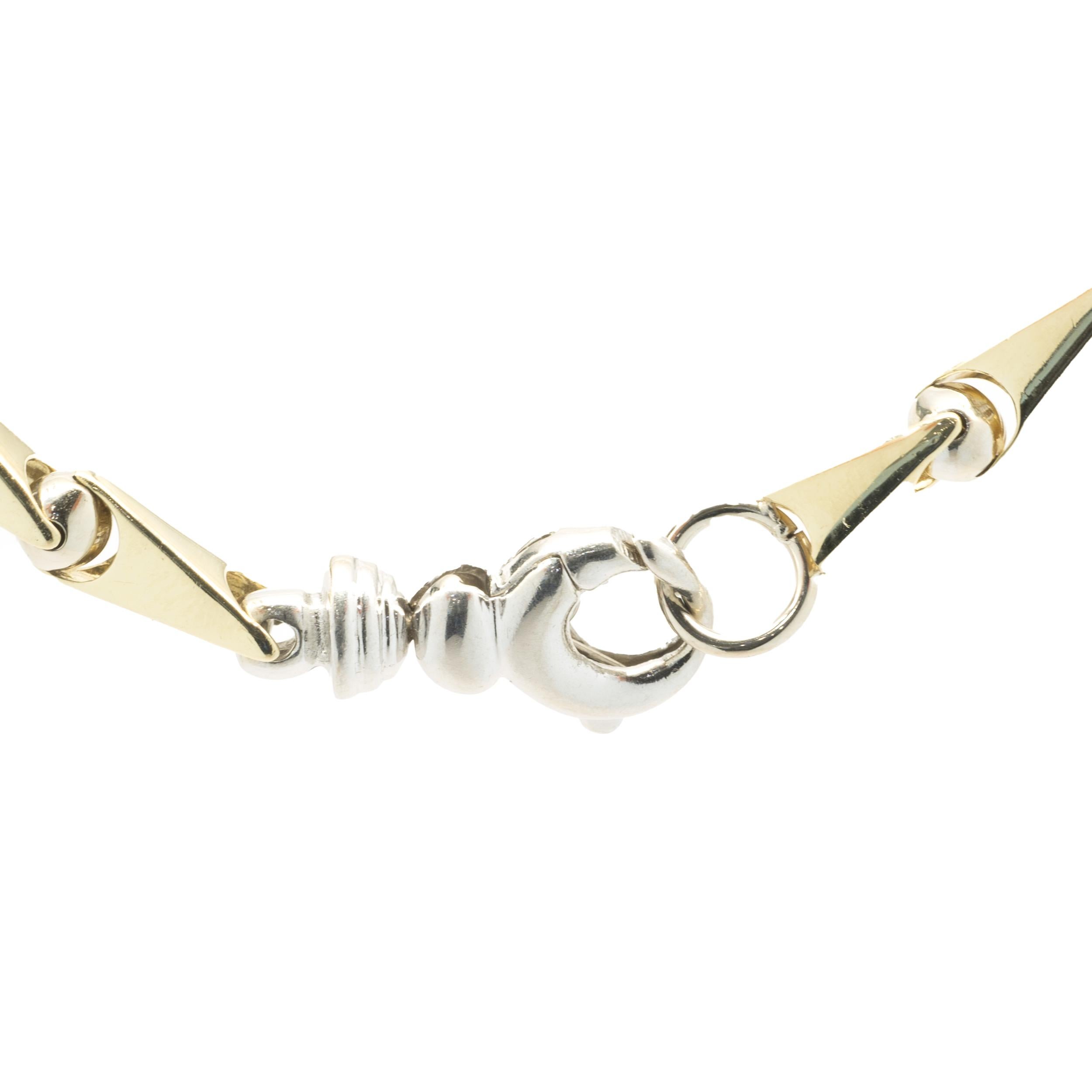 Collana a catena A Link personalizzata in oro giallo e bianco 14 carati In condizioni ottime in vendita a Scottsdale, AZ