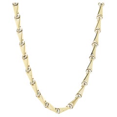 14 Karat Yellow and White Gold Custom Ball Link Chain Necklace
