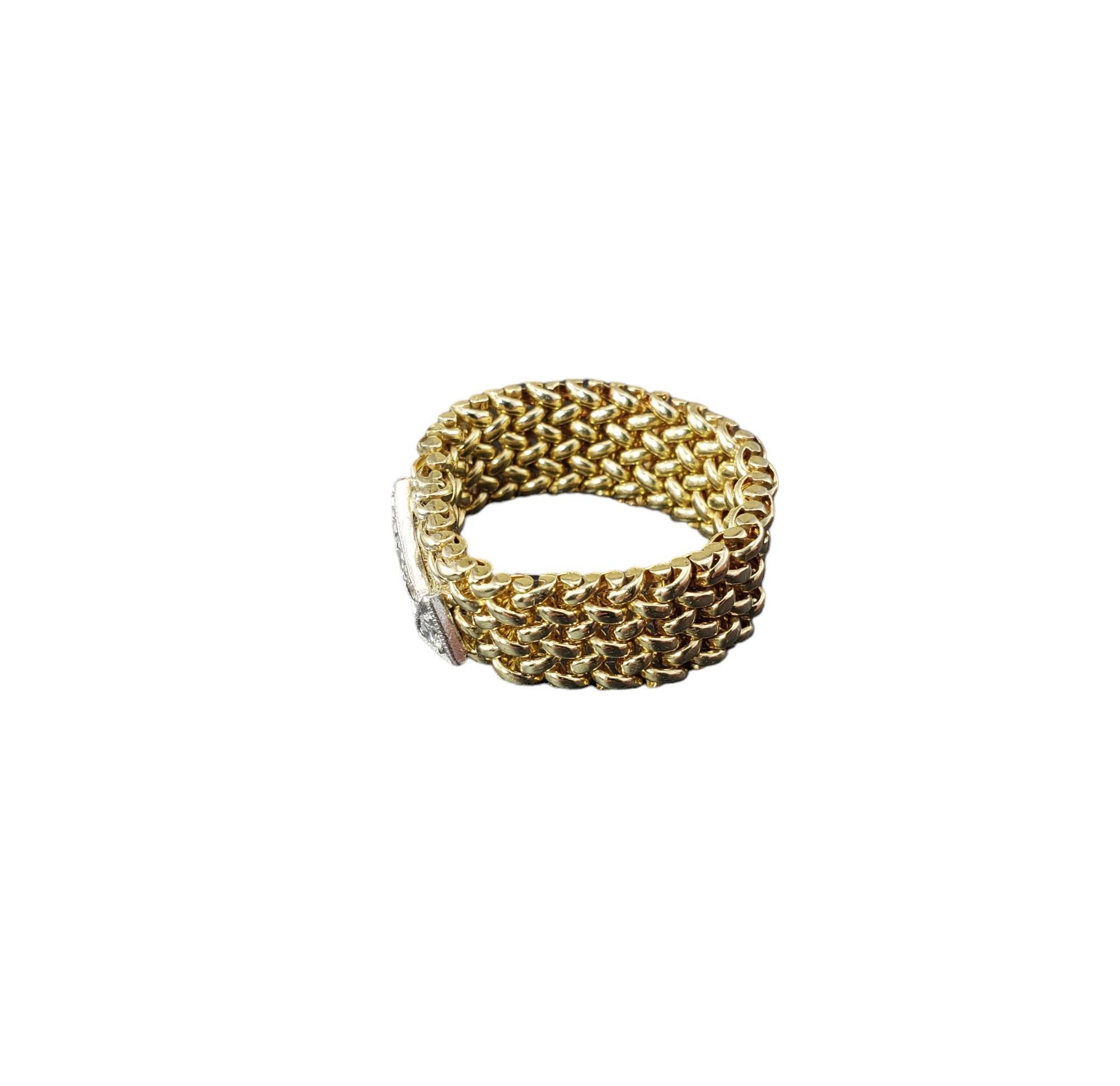 Brilliant Cut 14 Karat Yellow and White Gold Diamond Arrow Mesh Ring Size 8.25 #17091 For Sale