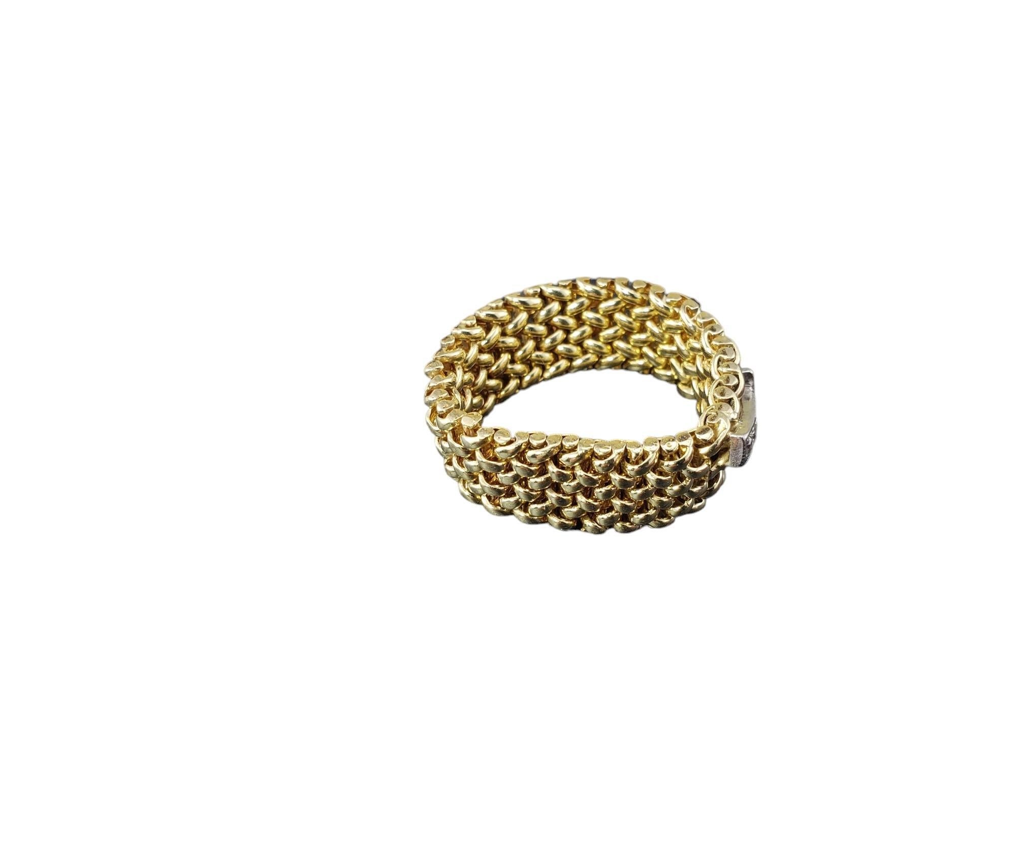 14 Karat Yellow and White Gold Diamond Arrow Mesh Ring Size 8.25 #17091 In Good Condition For Sale In Washington Depot, CT
