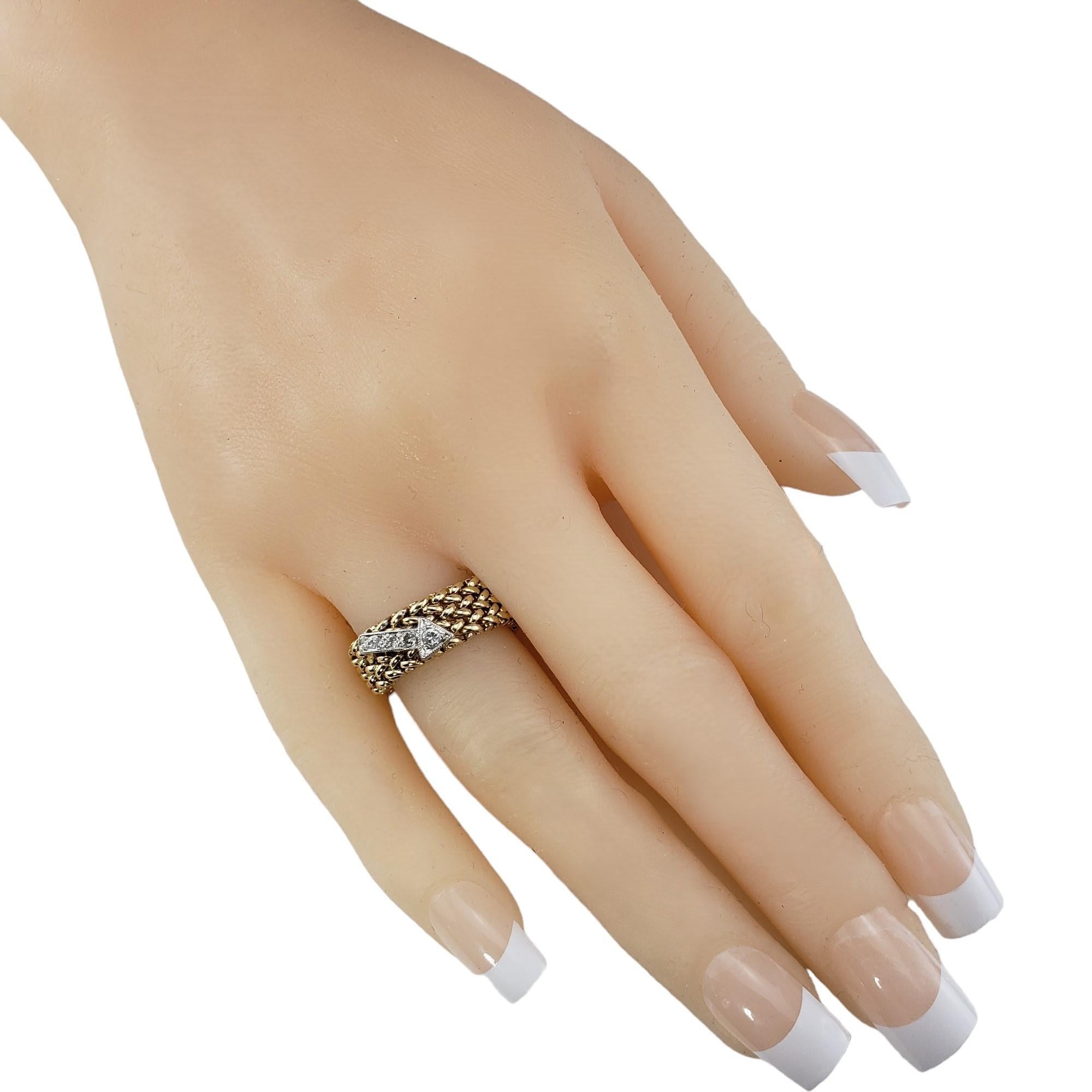 14 Karat Yellow and White Gold Diamond Arrow Mesh Ring Size 8.25 #17091 For Sale 1
