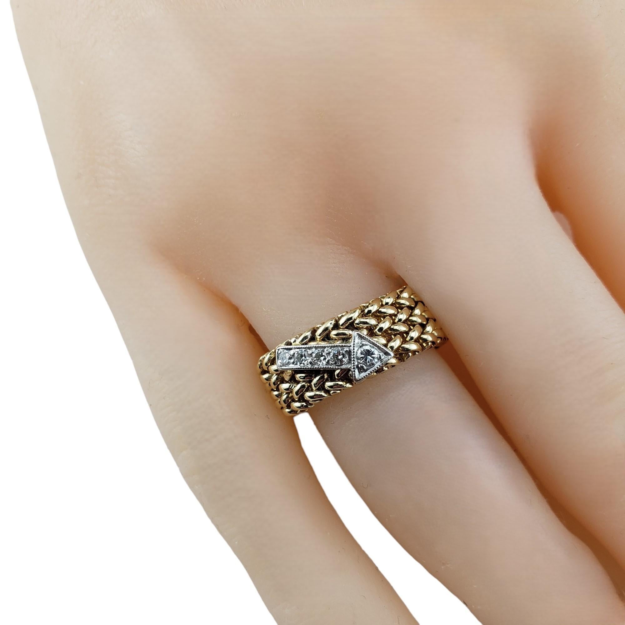 14 Karat Yellow and White Gold Diamond Arrow Mesh Ring Size 8.25 #17091 For Sale 2