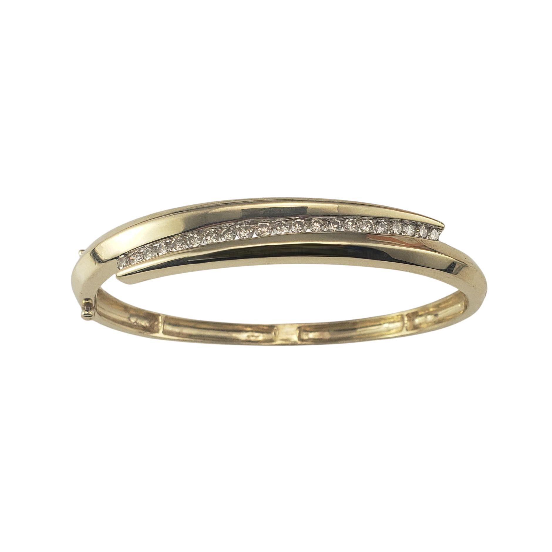 Brilliant Cut 14 Karat Yellow and White Gold Diamond Bangle Bracelet #22571 For Sale