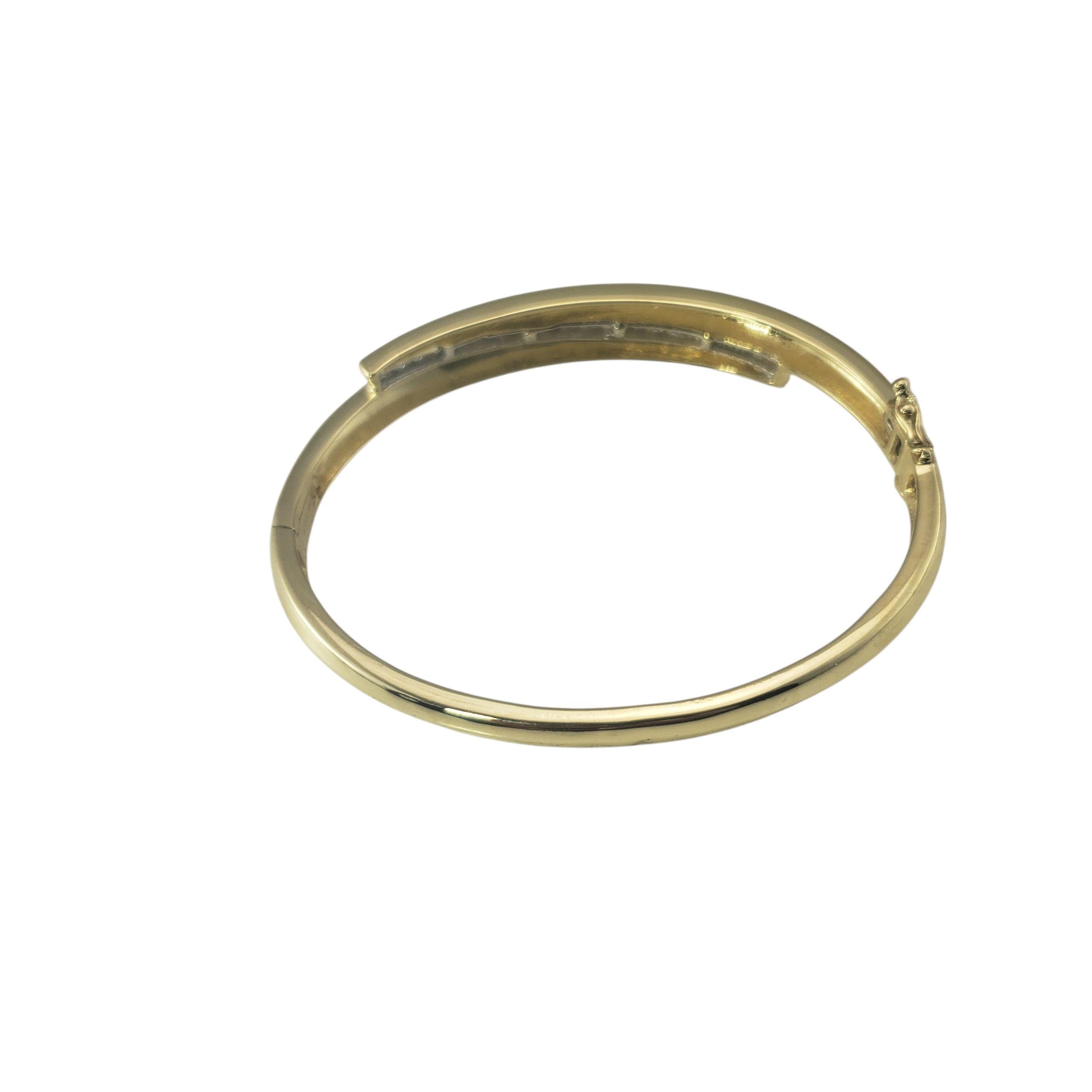 Women's 14 Karat Yellow and White Gold Diamond Bangle Bracelet #22571 For Sale