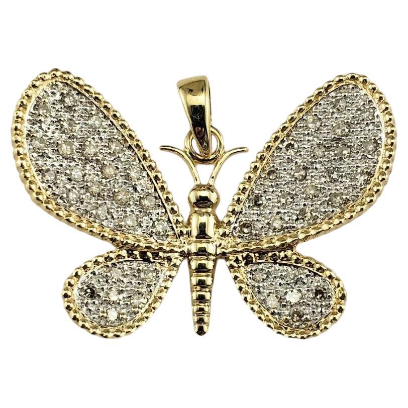 14 Karat Yellow and White Gold Diamond Butterfly Pendant #19743