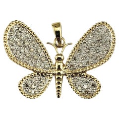 Colgante Mariposa Diamante Oro Amarillo y Blanco 14 Kilates #19743