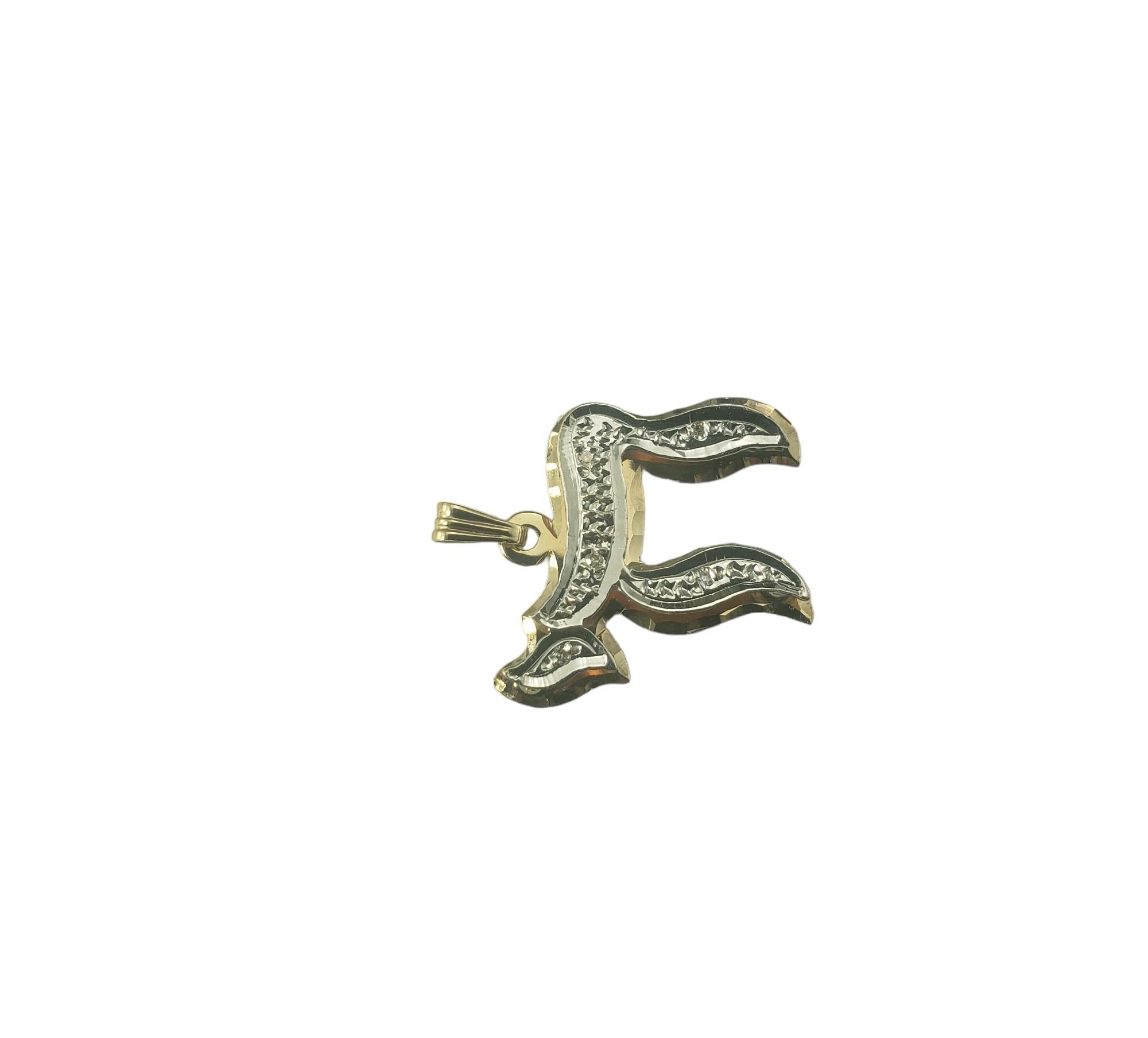 Round Cut 14 Karat Yellow and White Gold Diamond Chai Pendant #16711