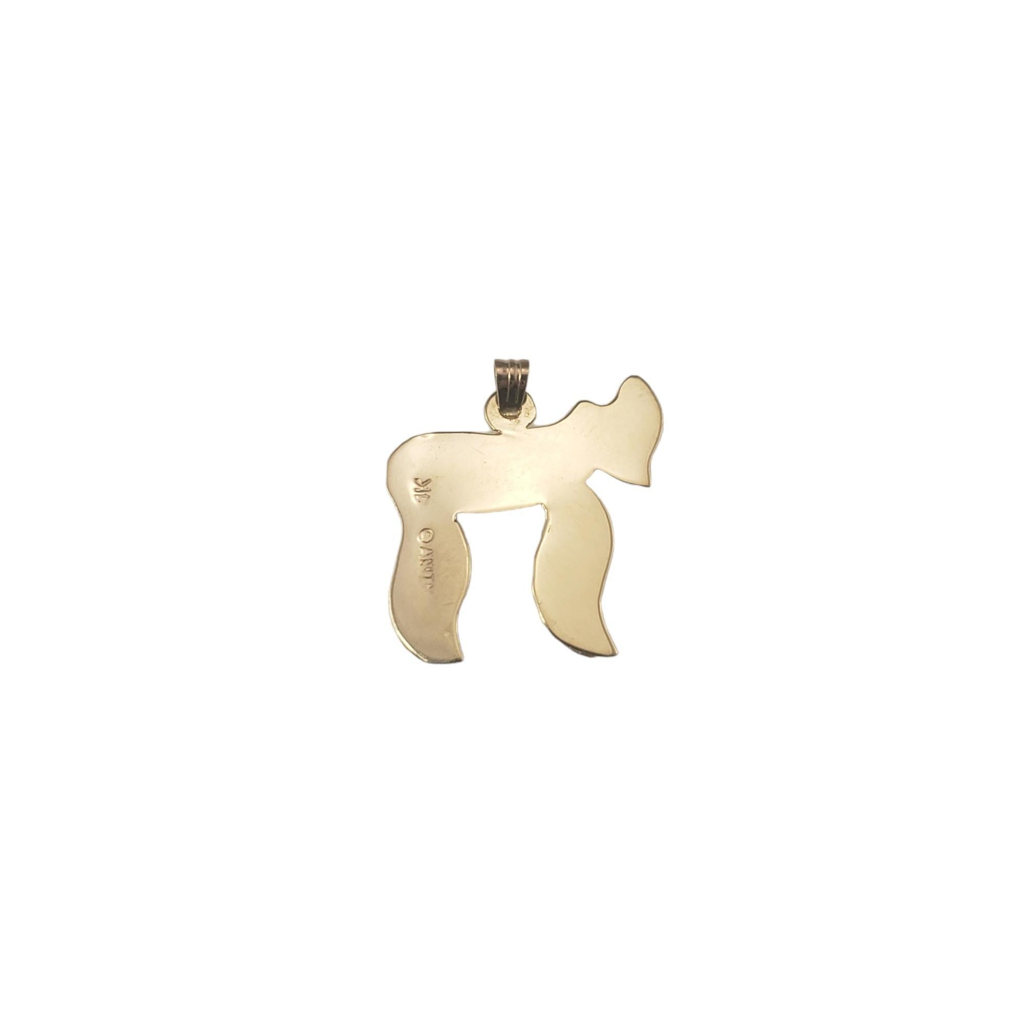 14 Karat Yellow and White Gold Diamond Chai Pendant #16711 In Good Condition In Washington Depot, CT