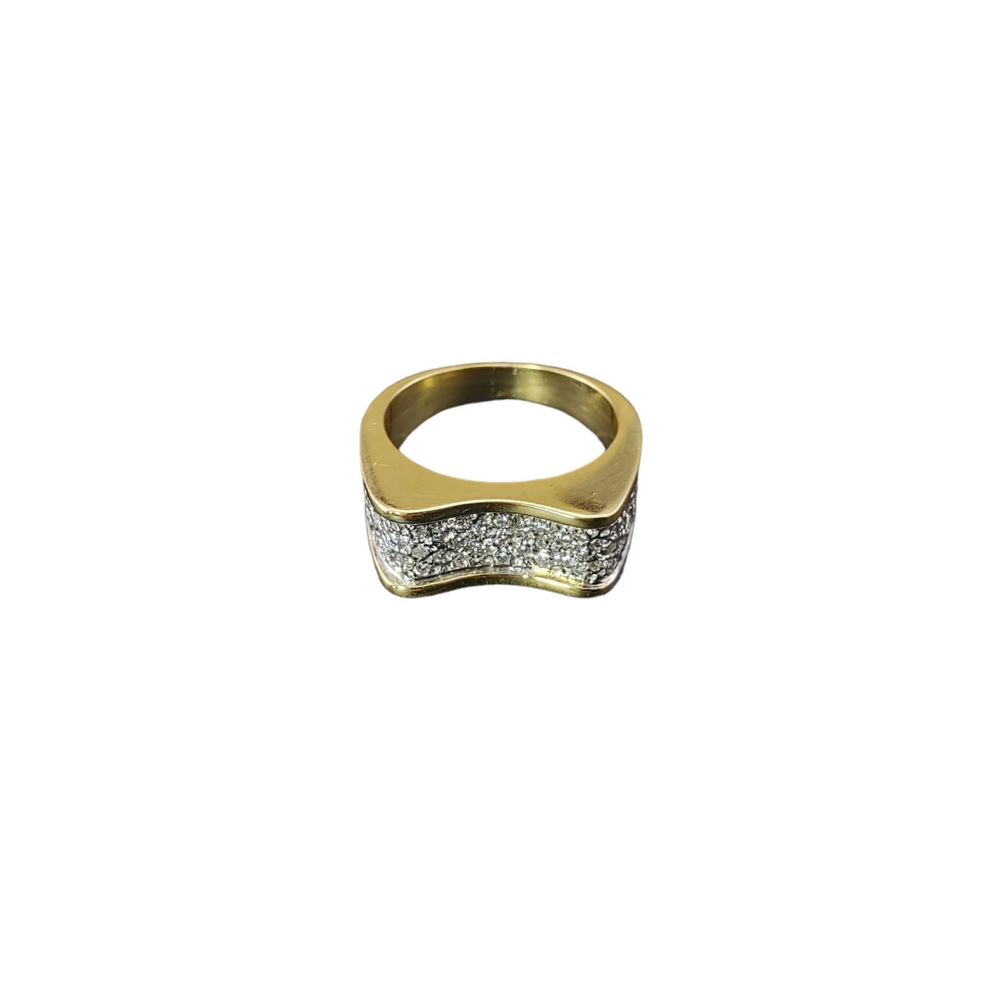 Brilliant Cut 14 Karat Yellow and White Gold Diamond Concave Band Size 7 #17636 For Sale