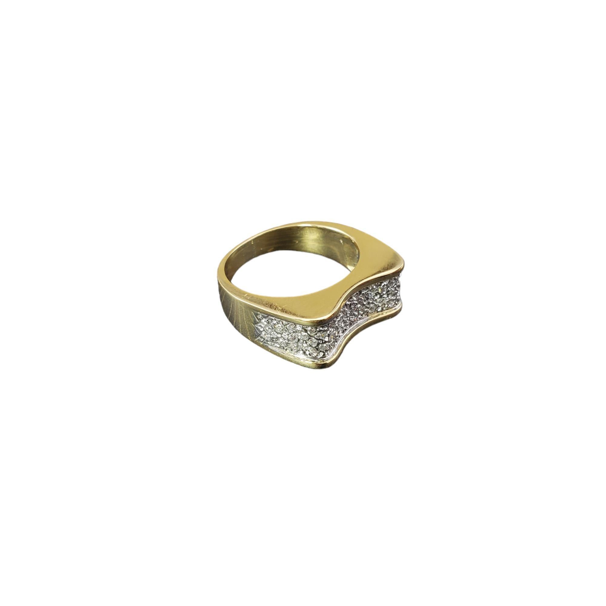 14 Karat Yellow and White Gold Diamond Concave Band Size 7 #17636 For Sale 1