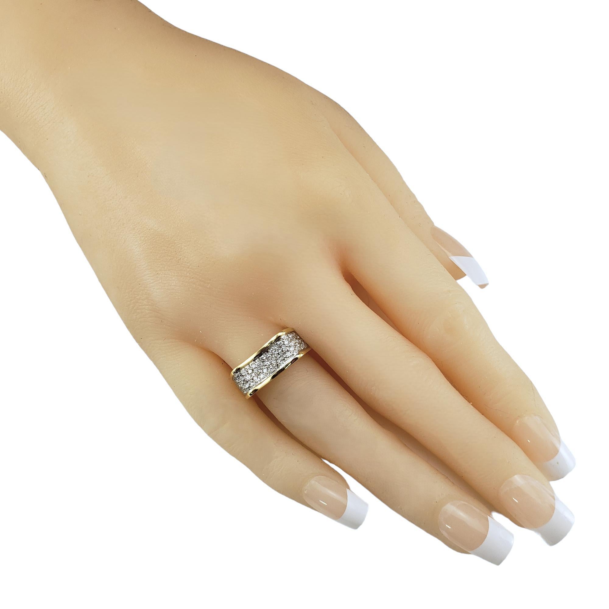 14 Karat Yellow and White Gold Diamond Concave Band Size 7 #17636 For Sale 2