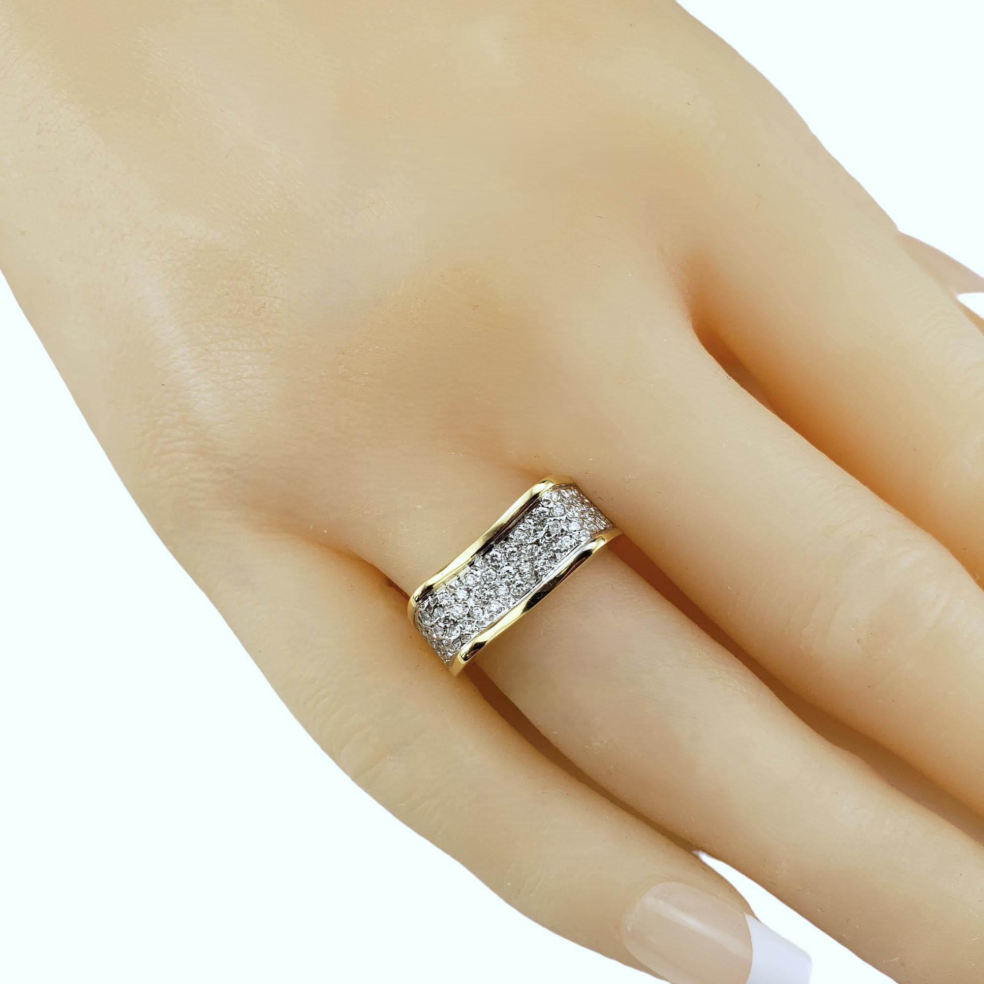 14 Karat Yellow and White Gold Diamond Concave Band Size 7 #17636 For Sale 3