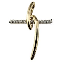 14 Karat Yellow and White Gold Diamond Cross Pendant #19152