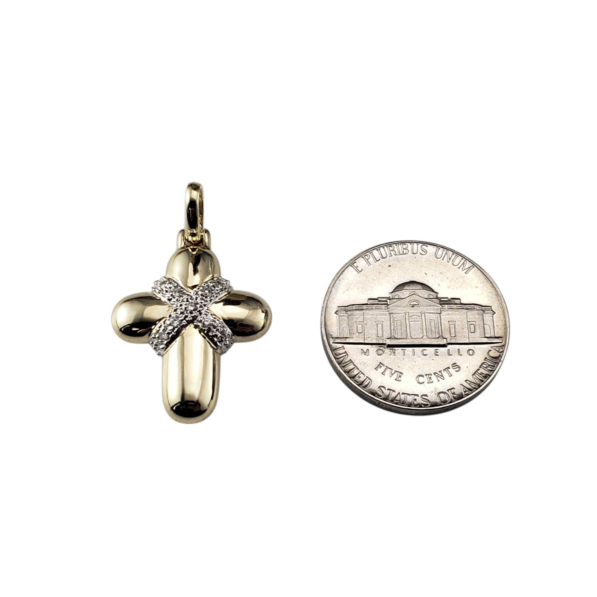 Donna 14 Karat Yellow and White Gold Diamond Cross Pendant #21867 in vendita