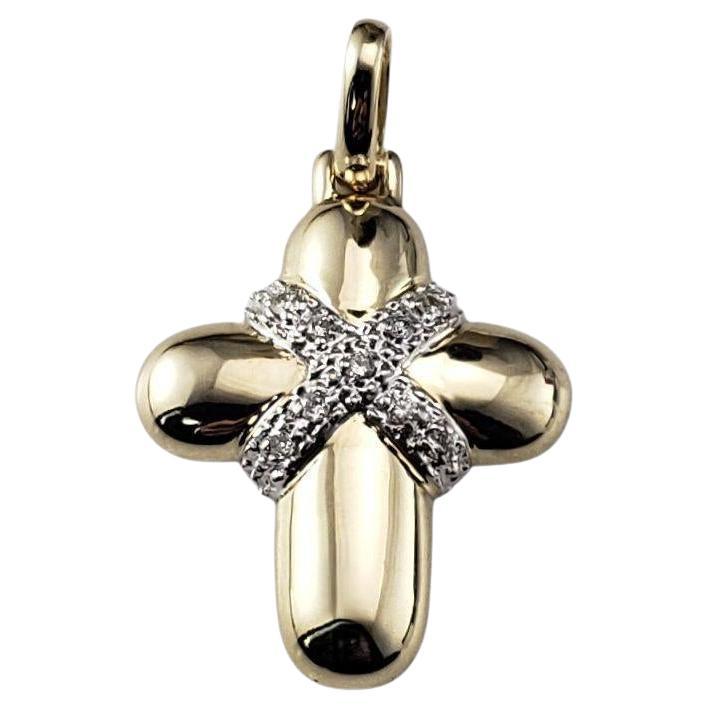 14 Karat Yellow and White Gold Diamond Cross Pendant #21867