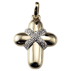 14 Karat Yellow and White Gold Diamond Cross Pendant #21867