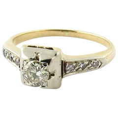 14 Karat Yellow and White Gold Diamond Engagement Ring