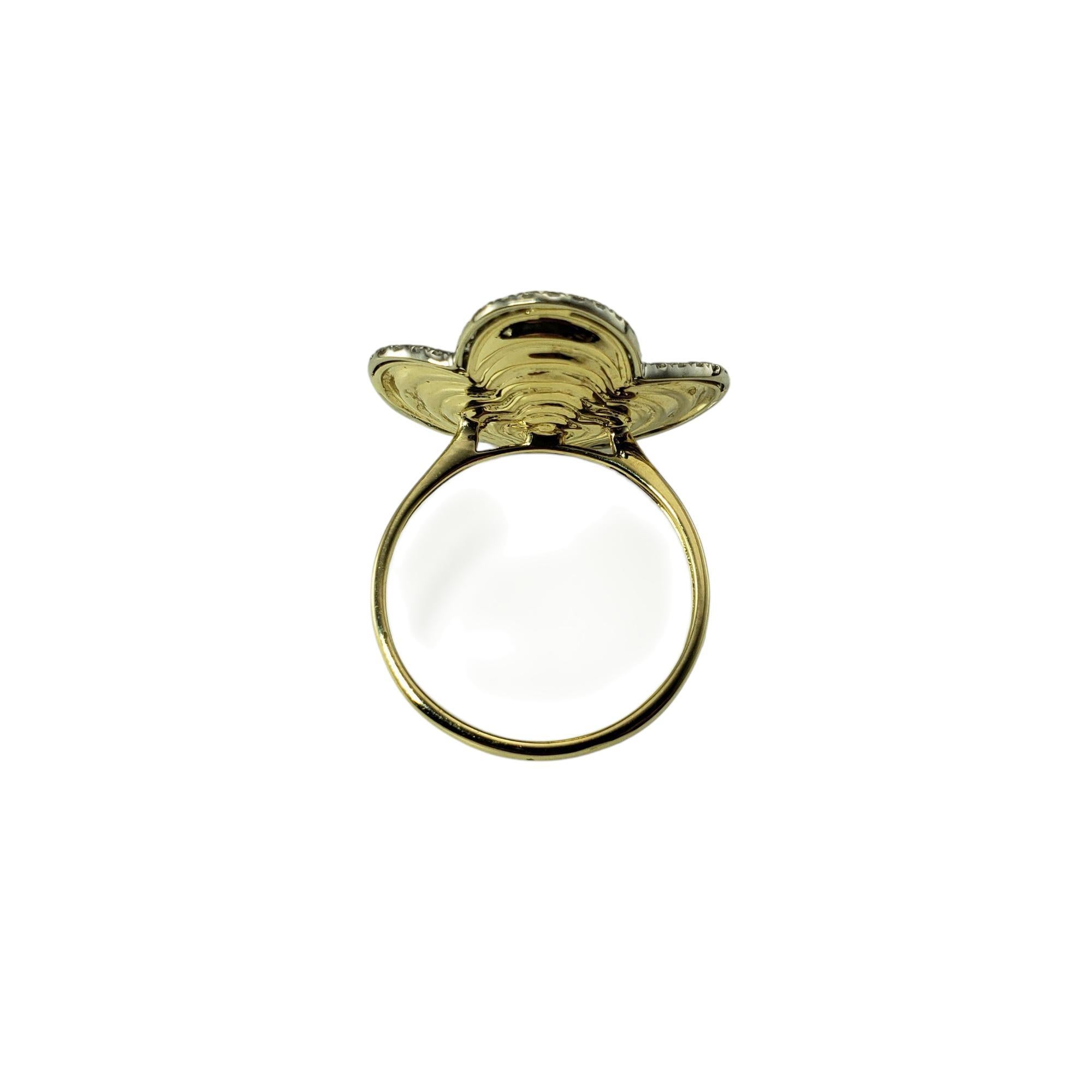 Women's 14 Karat Yellow and White Gold Diamond Flower Ring Size 9-9.25 #21379 For Sale