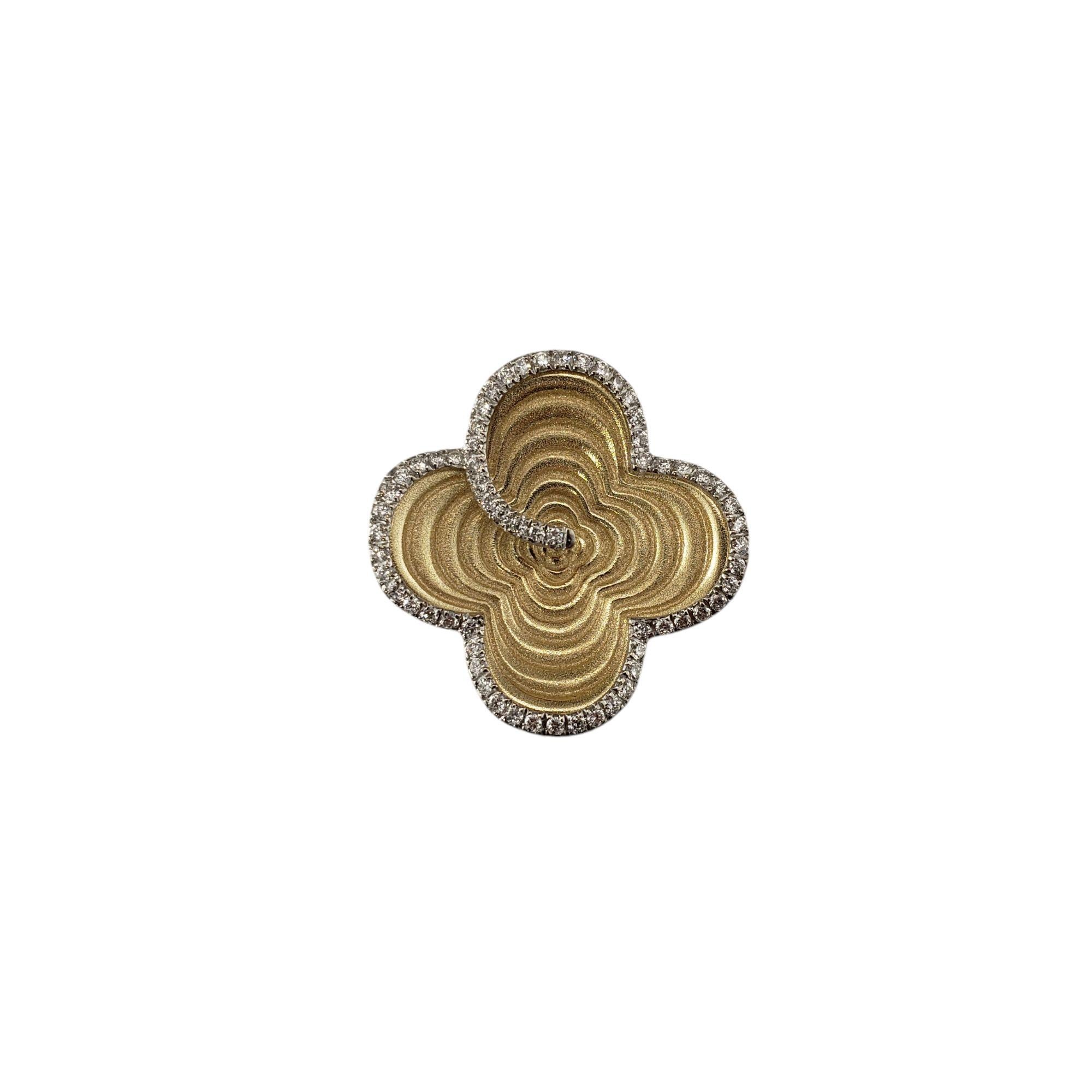 14 Karat Yellow and White Gold Diamond Flower Ring Size 9-9.25 #21379 For Sale
