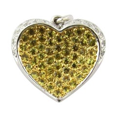 14 Karat Yellow and White Gold Diamond Heart Pendant