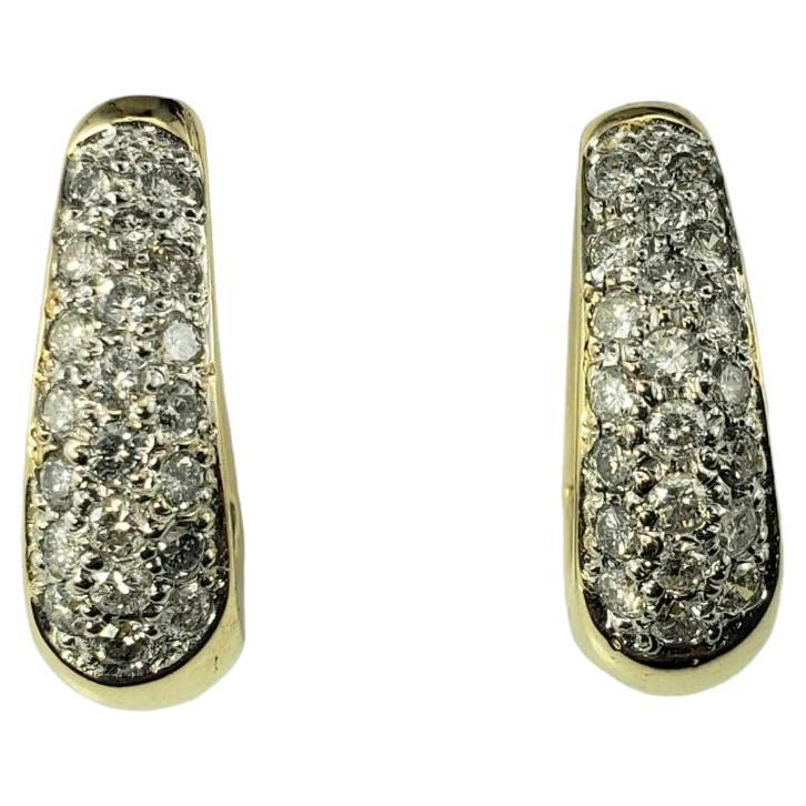14 Karat Yellow and White Gold Diamond Huggie Hoop Earrings #19256