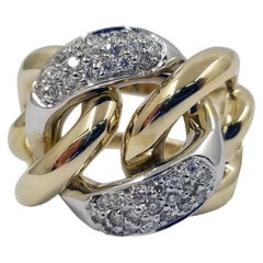 14 Karat Yellow and White Gold Diamond Link Ring