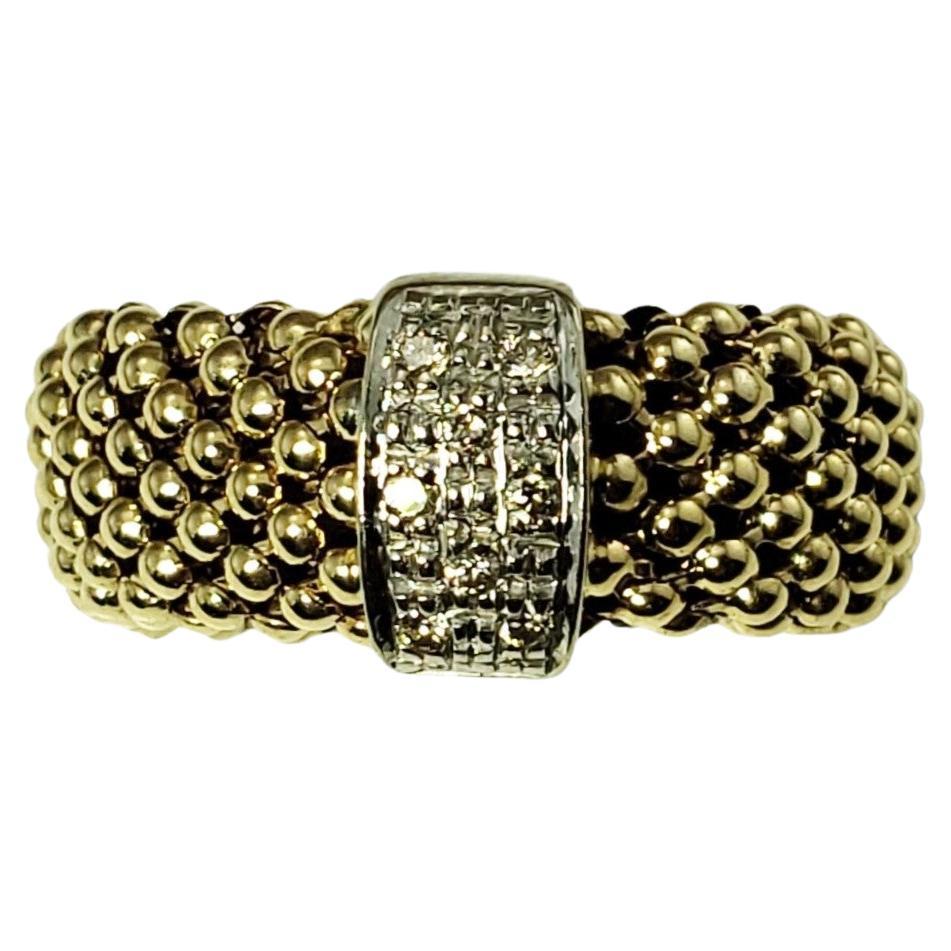14 Karat Yellow and White Gold Diamond Mesh Band Ring For Sale