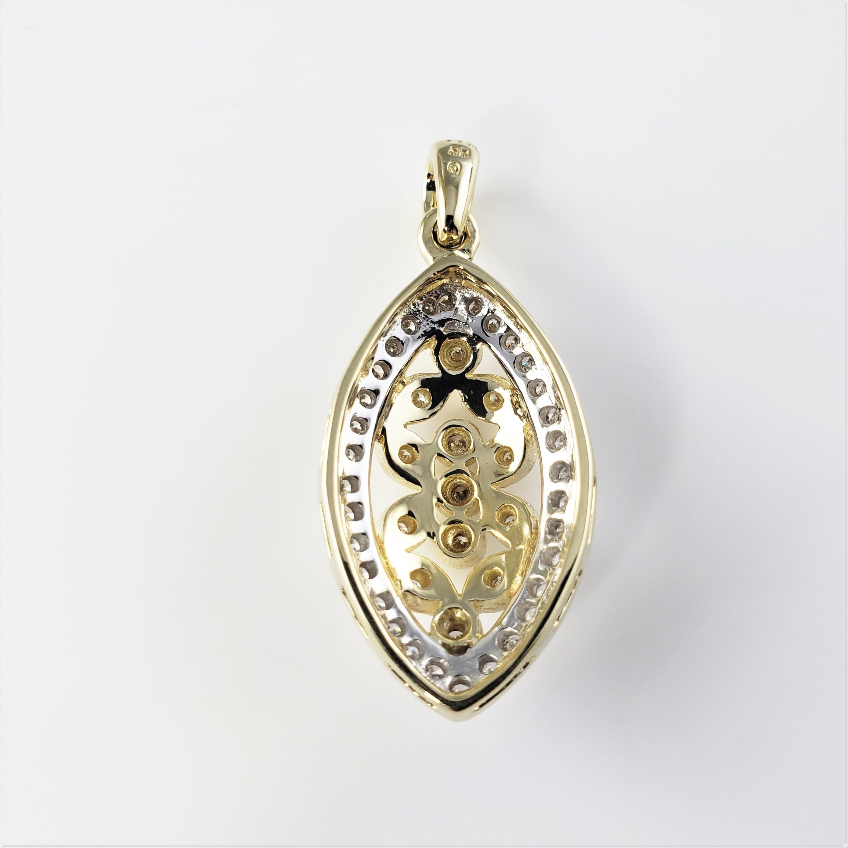 Women's 14 Karat Yellow and White Gold Diamond Pendant For Sale