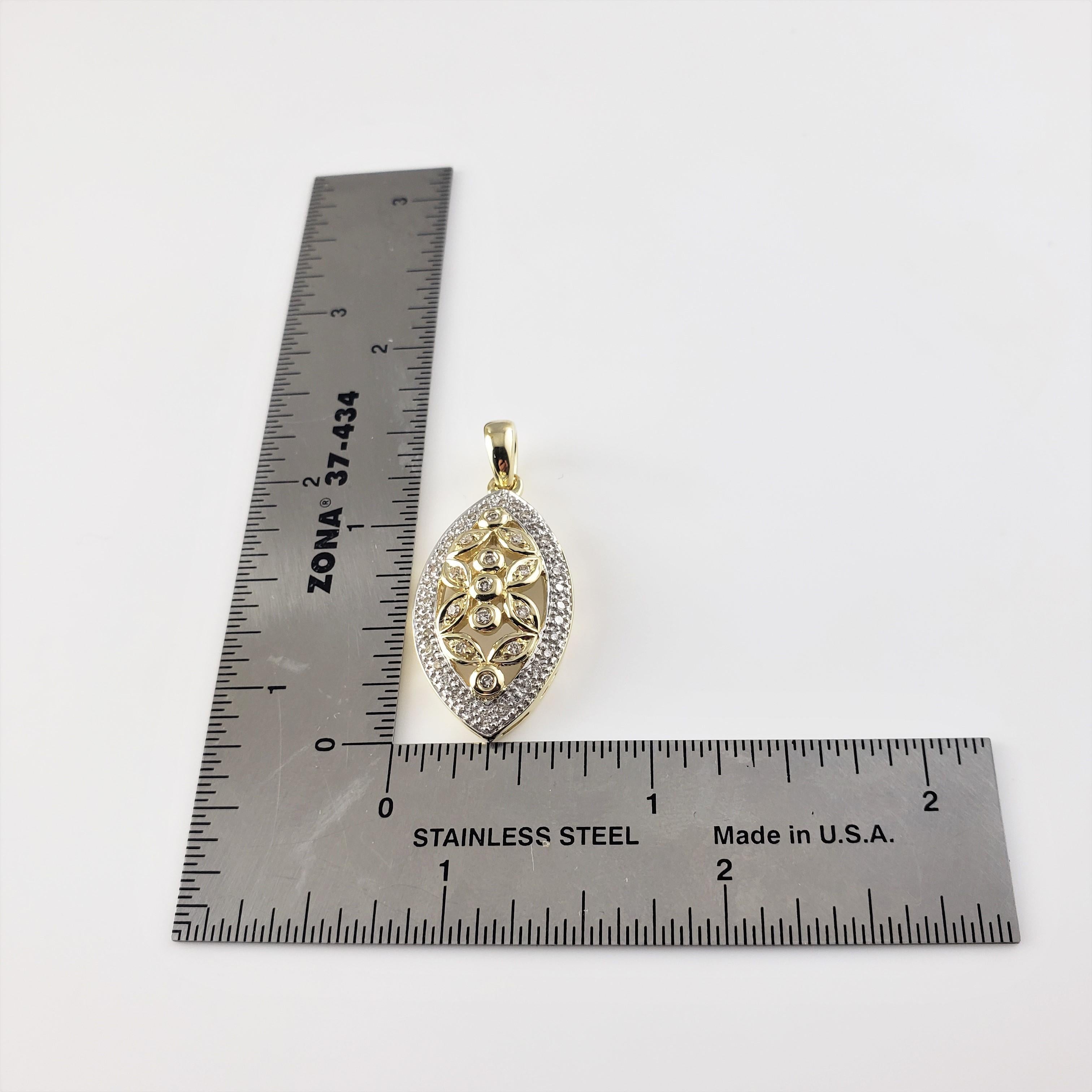 14 Karat Yellow and White Gold Diamond Pendant For Sale 2