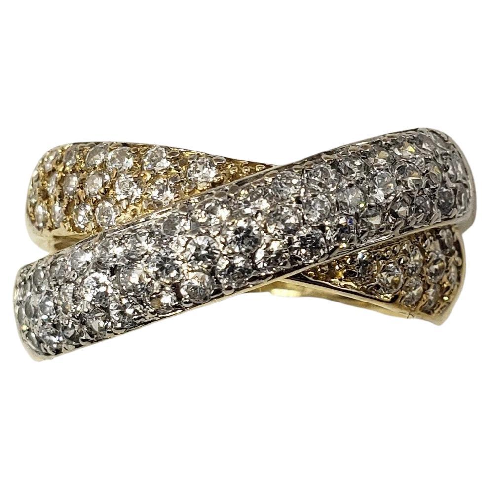 14 Karat Yellow and White Gold Diamond Ring For Sale